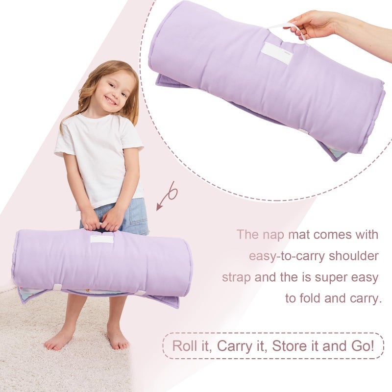 Cokouchyi Extra Large Toddler Nap mat by Cokouchyi  Toddler Sleeping Bag with Removable Pillow  Measures 53 x 21 x 1.5 Inches  Sleeping Mat for Girls  Ideal for Daycare and Preschool Kindergarten  Unicorn - Image 3